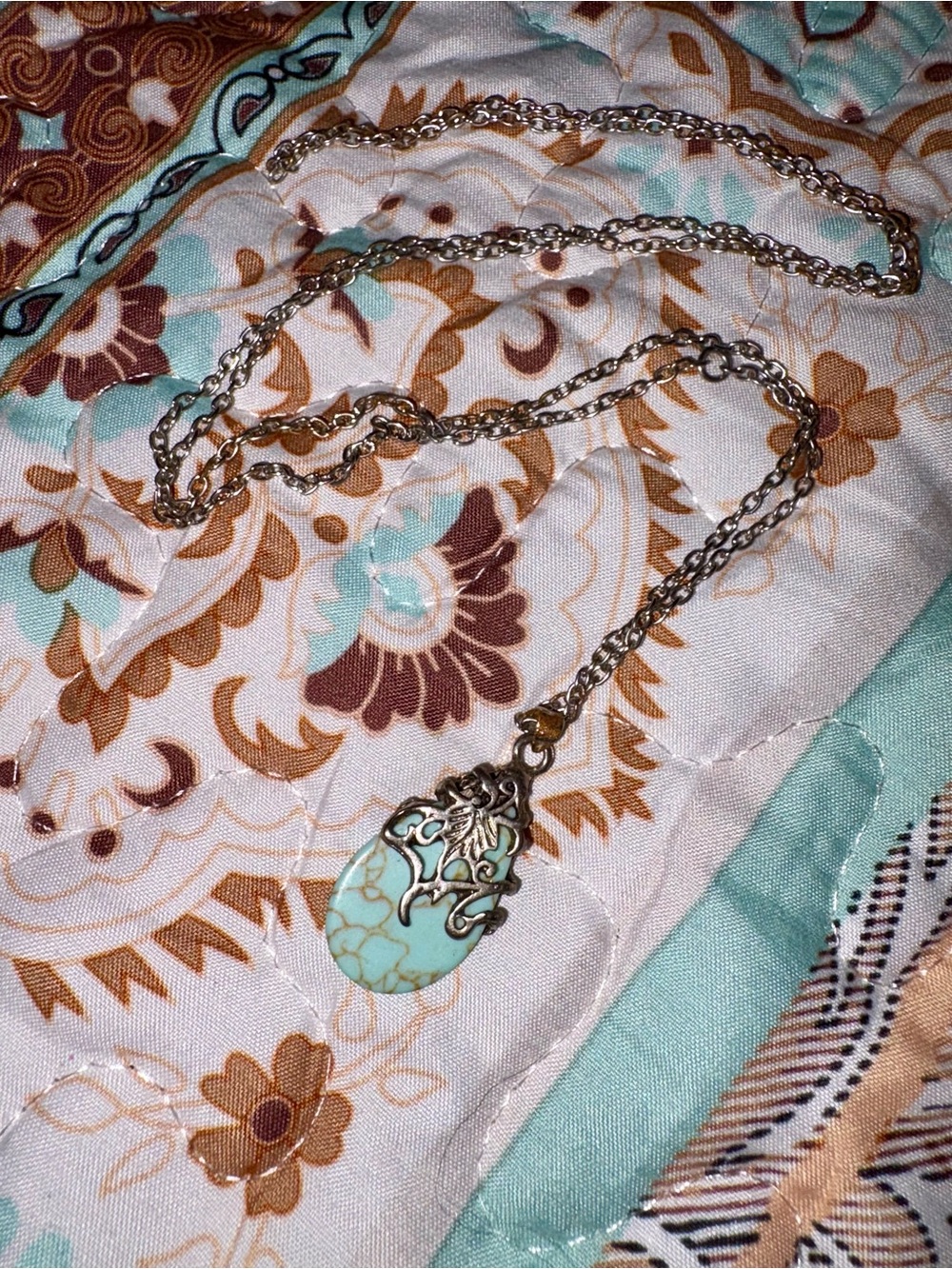 Turquoise Teardrop Pendant Necklace - Unbranded